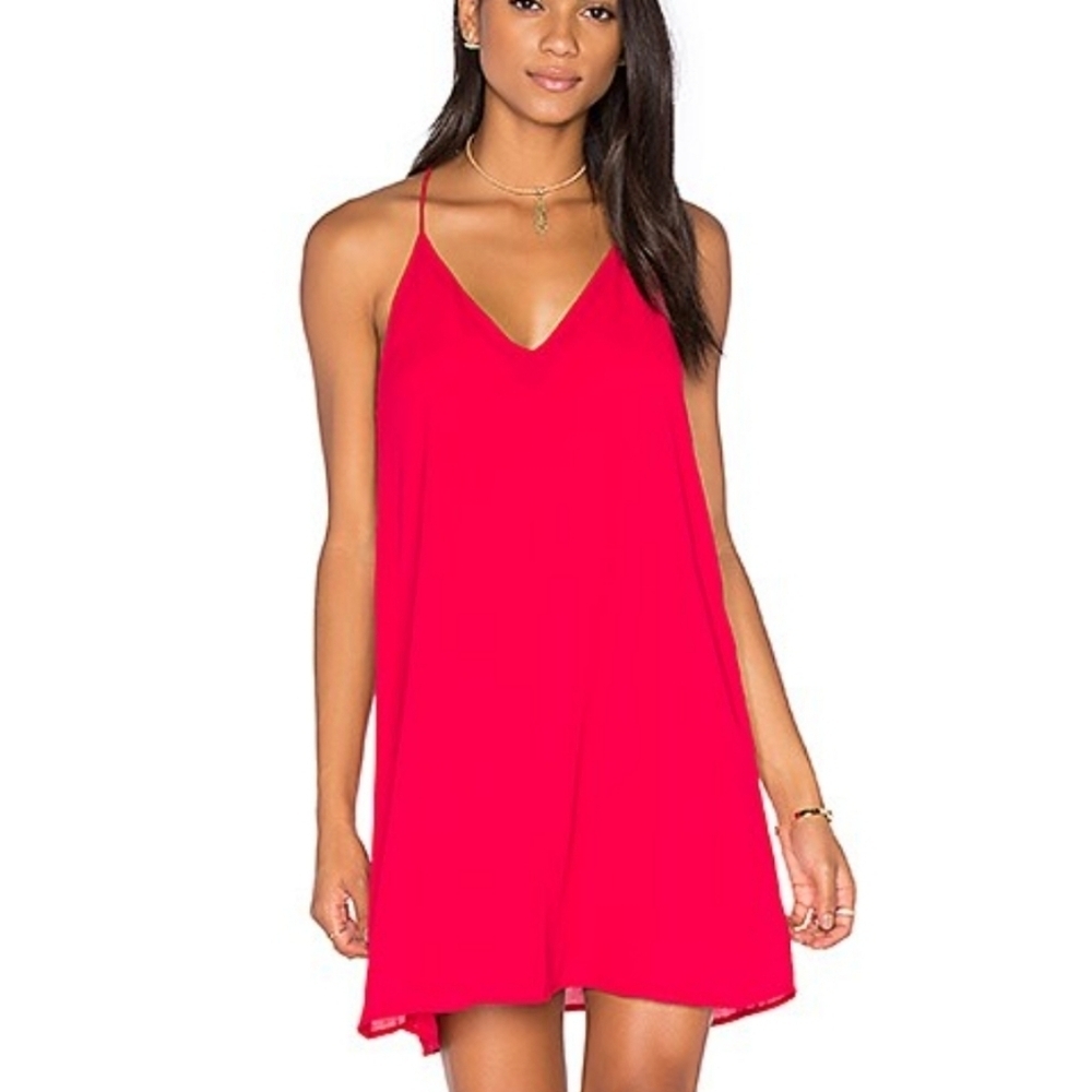 Bardot Women's Spaghetti Straps Feminine Mini Dainty Minimalist Red Dress Size 6